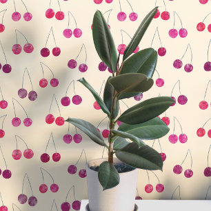 Watercolor Cherry Pattern Wallpaper