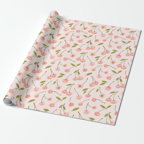 Watercolor Cherry Pattern Wrapping Paper