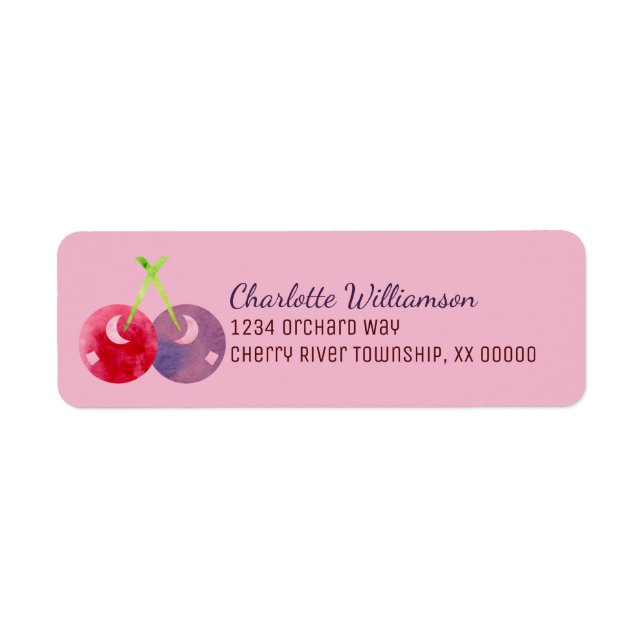 Watercolor Cherry Personalized Label (Front)