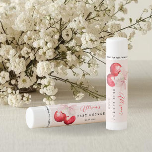 Watercolor Cherry Pink Bow Baby Shower Lip Balm
