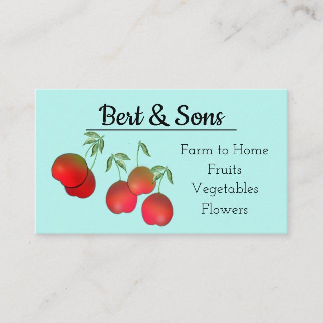 Watercolor Cherry Stems Business Card (Front)