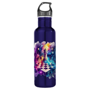 Watercolor Chess Piece Board Stainless Steel Water Bottle