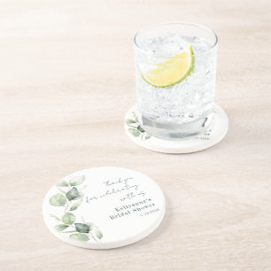 Watercolor Chic Eucalyptus Bridal Shower Swag Coaster