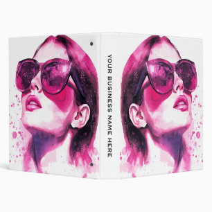 Watercolor Chic Glam Fashion Woman Portrait 3 Ring Binder