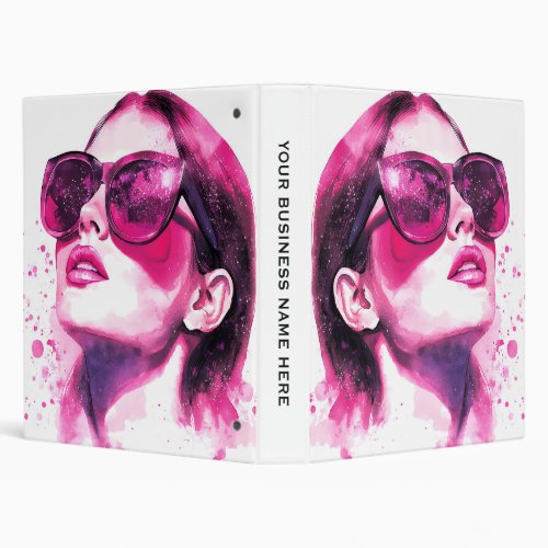 Watercolor Chic Glam Fashion Woman Portrait 3 Ring Binder