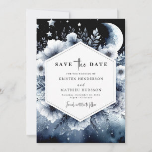 Watercolor Chic Moonlit Wedding Save The Date