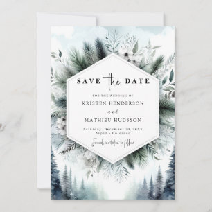 Watercolor Chic Mountain Wedding Save The Date