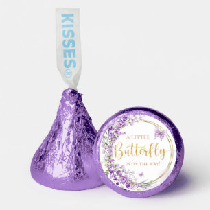Watercolor Chic Purple Butterfly Baby Girl Shower Hershey®'s Kisses®