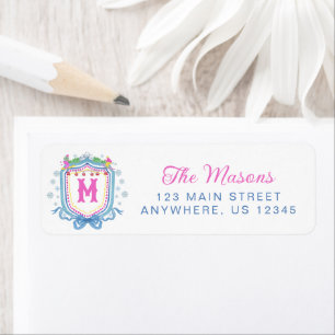 Watercolor Chic Ski Monogram Crest Label
