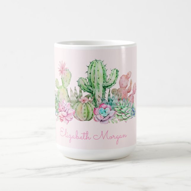 Watercolor Chic Succulents  Coffee Mug (Center)