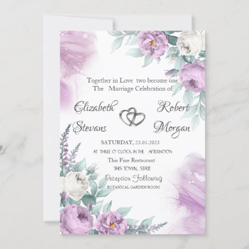 Watercolor Chic Violet Roses Invitation