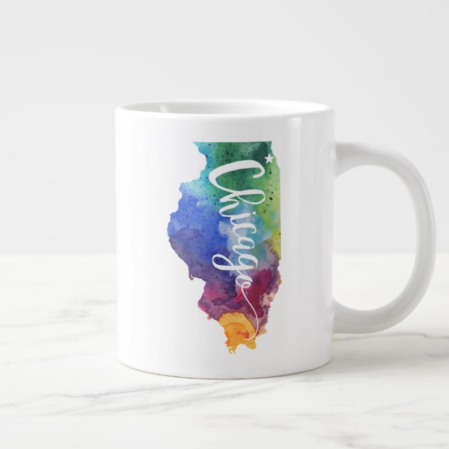 Watercolor Chicago Giant Coffee Mug (Right)
