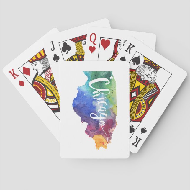 Watercolor Chicago Poker Cards (Back)