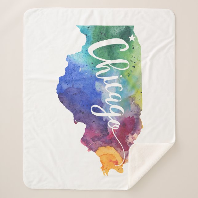 Watercolor Chicago Sherpa Blanket (Front)