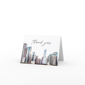 Watercolor Chicago Skyline Thank You Card
