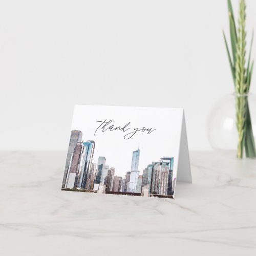 Watercolor Chicago Skyline Thank You Card