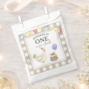 Watercolor Chick 1st birthday Favor Bag