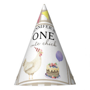Watercolor Chick 1st birthday Party Hat