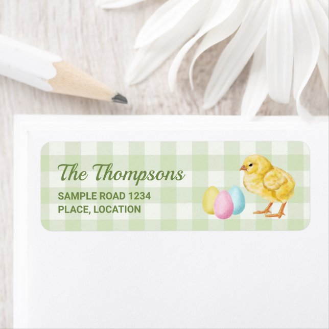 Watercolor Chick And Eggs On Green With Text Label (Insitu)