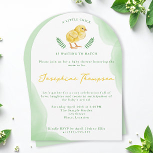 Watercolor Chick Waiting To Hatch Baby Shower Invitation