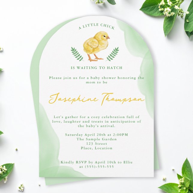 Watercolor Chick Waiting To Hatch Baby Shower Invitation (Creator Uploaded)
