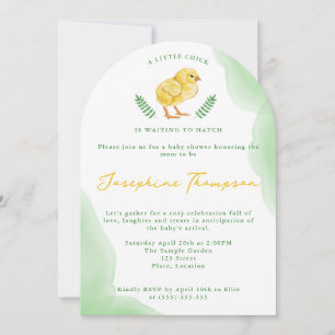Watercolor Chick Waiting To Hatch Baby Shower Invitation