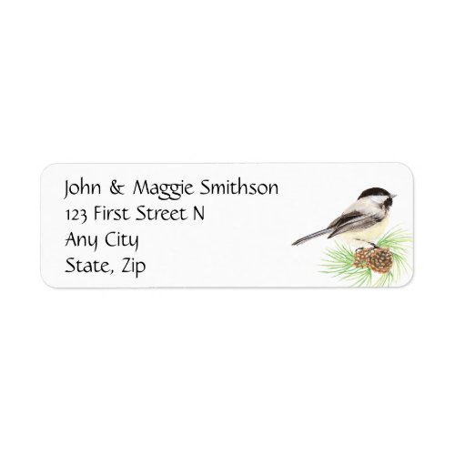 Watercolor Chickadee Address Name Label Customize
