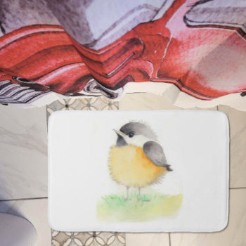 Watercolor Chickadee Bath Mat by Mousefx at Zazzle