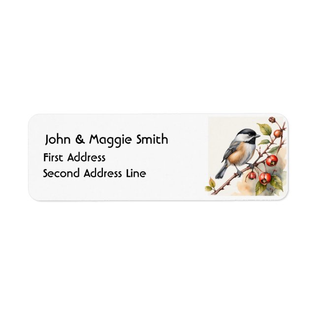 Watercolor Chickadee Bird Nature Animal Art Label (Front)