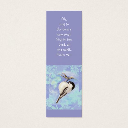 Watercolor Chickadee Bird Scripture Bible Bookmark (Front)