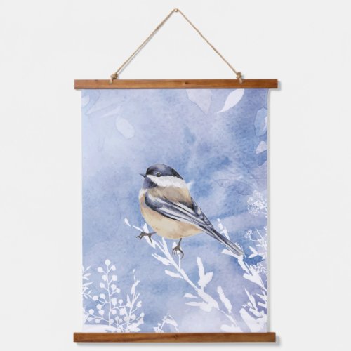 Watercolor Chickadee Bird Wildlife Nature Art Hanging Tapestry