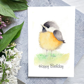 Watercolor Chickadee Birthday Card by Mousefx at Zazzle