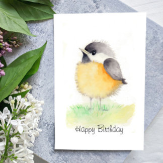 Watercolor Chickadee Birthday Card