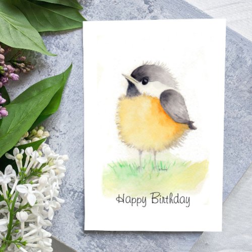 Watercolor Chickadee Birthday Card