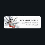 Watercolor Chickadee Winter Greens Return Address Label<br><div class="desc">Watercolor of a chickadee on a branch with red berries  and winter greenery decorate your simple return address labels. Personalize with your name and address. Ideal for your Christmas or Holiday Cards.</div>