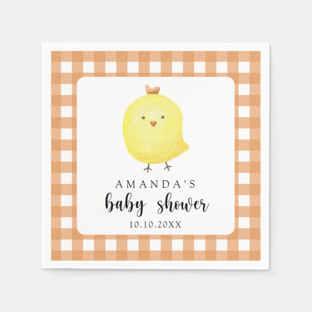 Watercolor Chicken Baby Shower Napkins (Front)