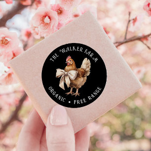 Watercolor Chicken Bow Family Farm Classic Round Sticker