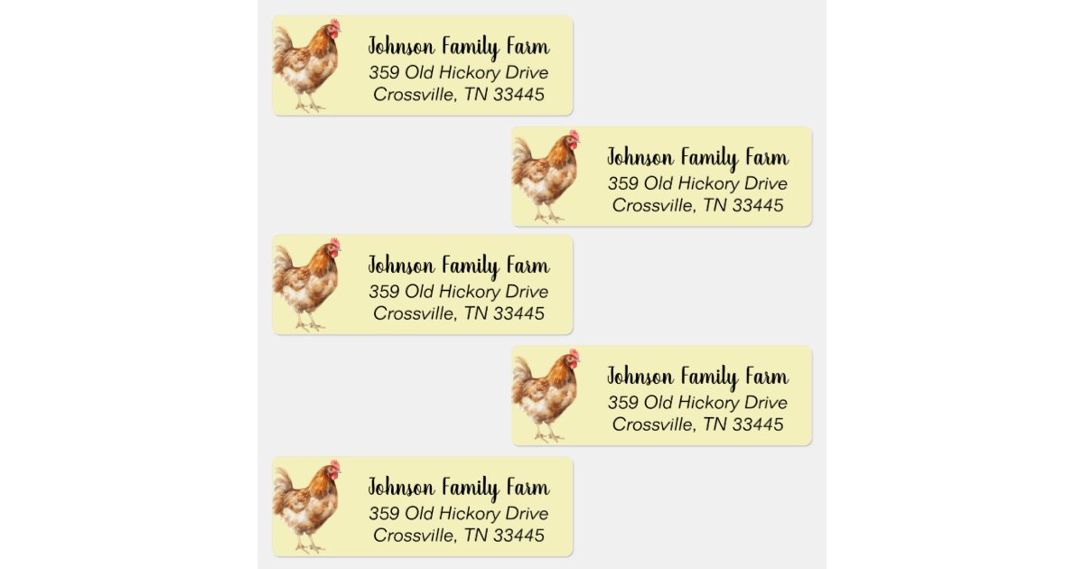Watercolor Chicken Custom Labels | Zazzle
