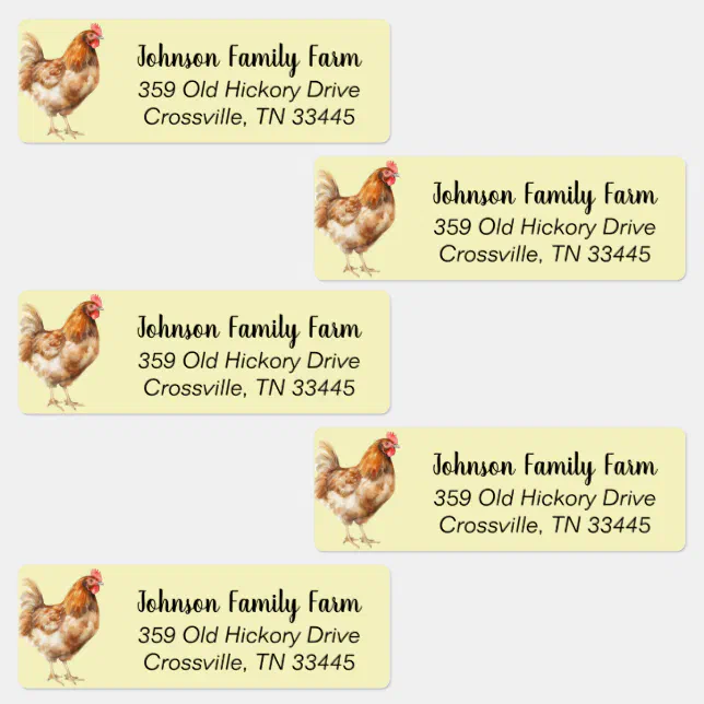 Watercolor Chicken Custom Labels | Zazzle
