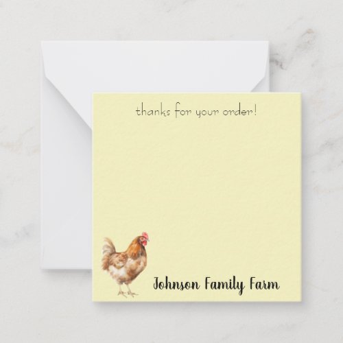 Watercolor Chicken Custom  Note Card
