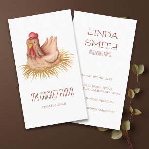 Watercolor Chicken Egg Farm Business Card