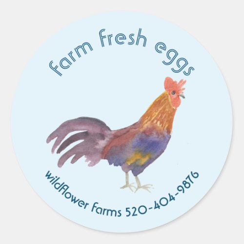 Watercolor Chicken Eggs for Sale CUSTOM Product  Classic Round Sticker