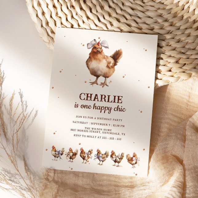 Watercolor Chicken Farm Birthday Invitation (Creator Uploaded)