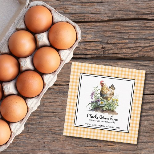 Watercolor Chicken Farm Fresh Eggs  Square Business Card