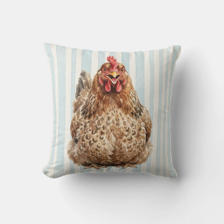 Watercolor Chicken Farm Pillow Cover