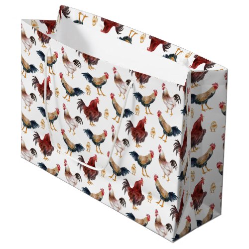 Watercolor Chicken Pattern Gift Bag