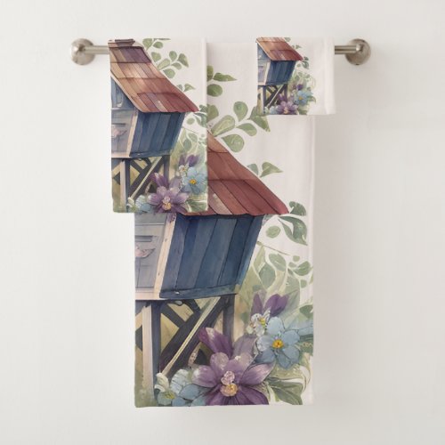 Watercolor Chicken Rustic Farmhouse Bath Towel Set