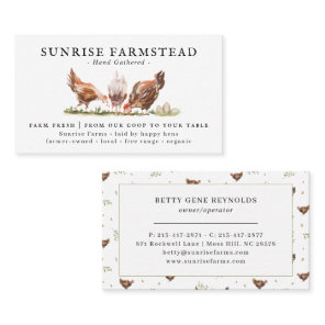 Watercolor Chickens | Farm Fresh Eggs Business Card