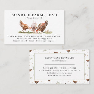 Watercolor Chickens   Farm Fresh Eggs Business Card