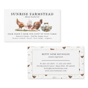 Watercolor Chickens | Farm Fresh Eggs Business Card